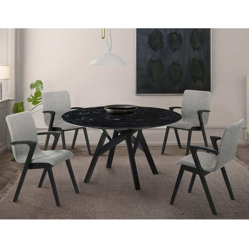 Blue River Venus and Varde 5-Piece Dining Set with Gray Cushion in Black, , large