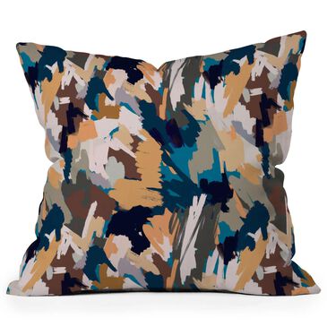 Deny Designs 18" Square Outdoor Throw Pillow in Blue and Gold, , large