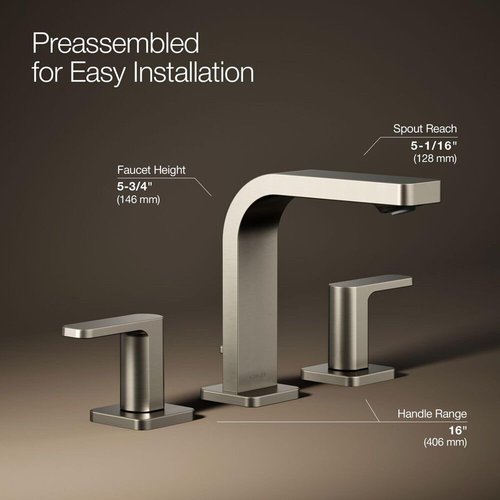 Kohler Parallel Widespread Bathroom Sink Faucet in Vibrant Brushed Nickel, , large