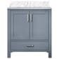 Lexora Home Jacques 30" Single Bathroom Vanity in Dark Grey with 2 cm White Carrara Marble Top and Rectangular Sink, , large