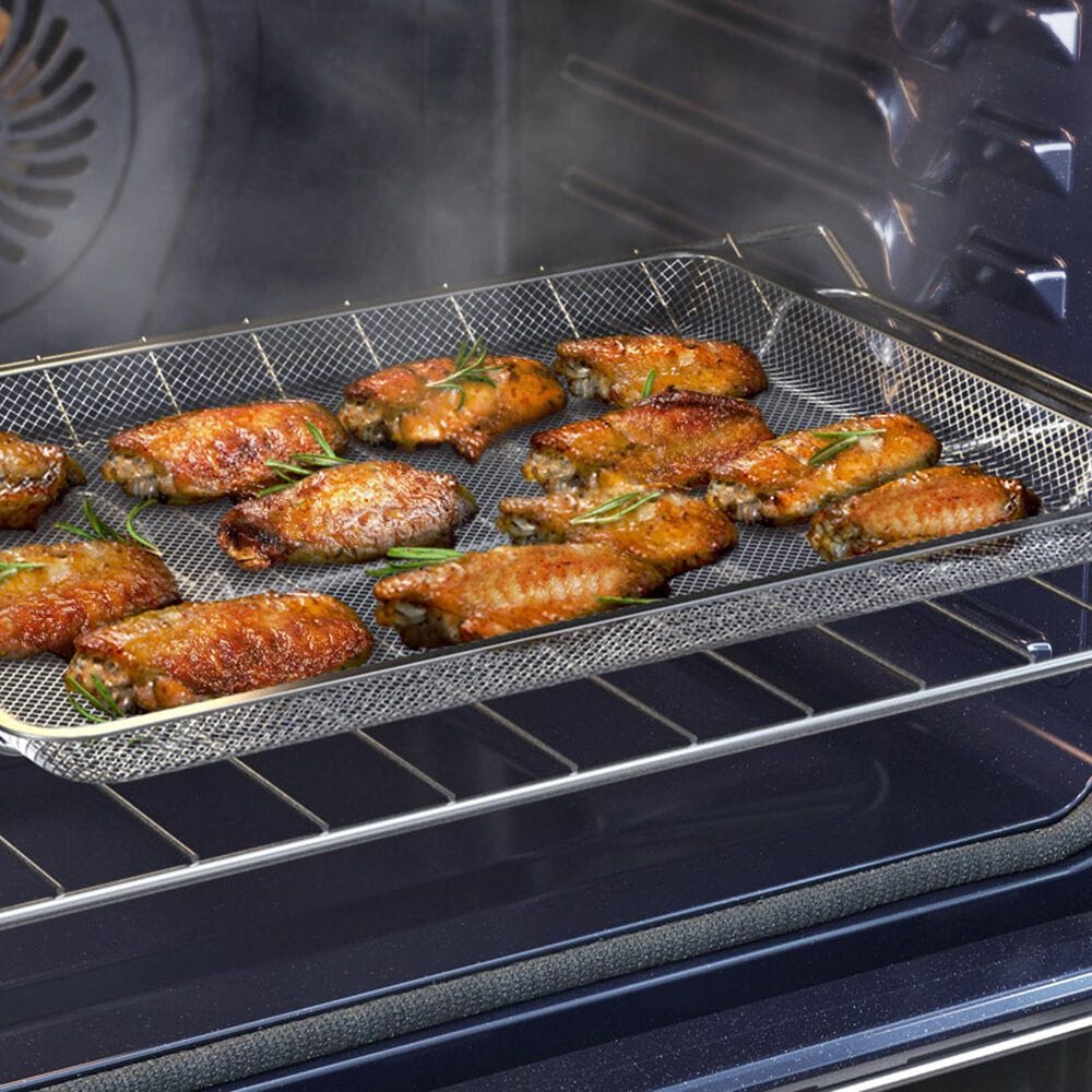 Samsung 2-Piece Kitchen Package with 6.3 Cu. Ft. Convection Freestanding Electric Range and Bespoke 2.1 Cu. Ft. Fingerprint Resistant Over-the-Range Microwave in Stainless Steel, , large