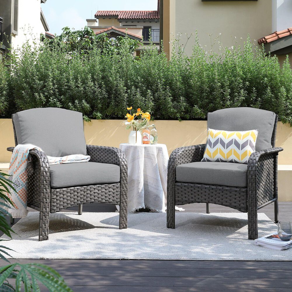 HOMLUX 27" Patio Single Chair in Dark Grey (Set of 2), , large