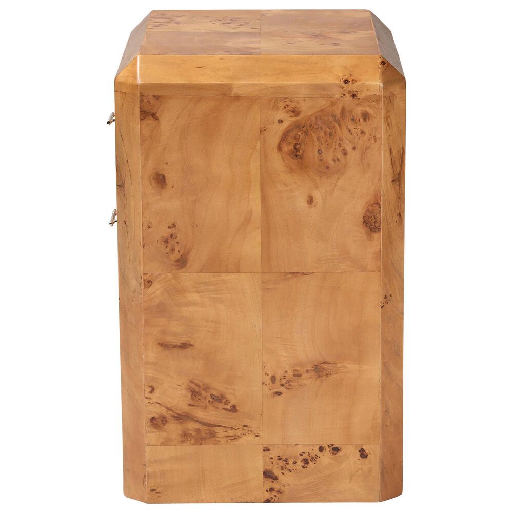 Baxton Studio Nebu 2-Drawer Nightstand in Natural Mappa Burl, , large