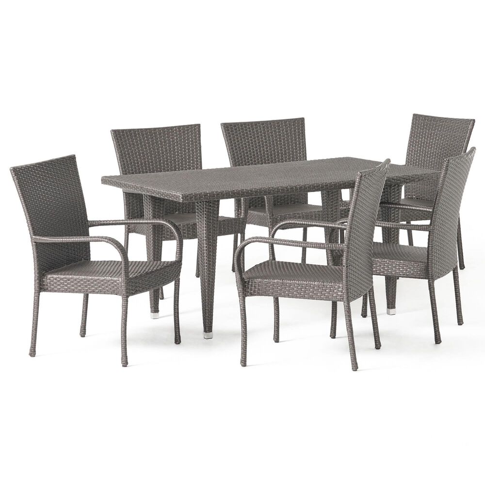 Noble House Delani 7-Piece Patio Dining Set in Grey, , large