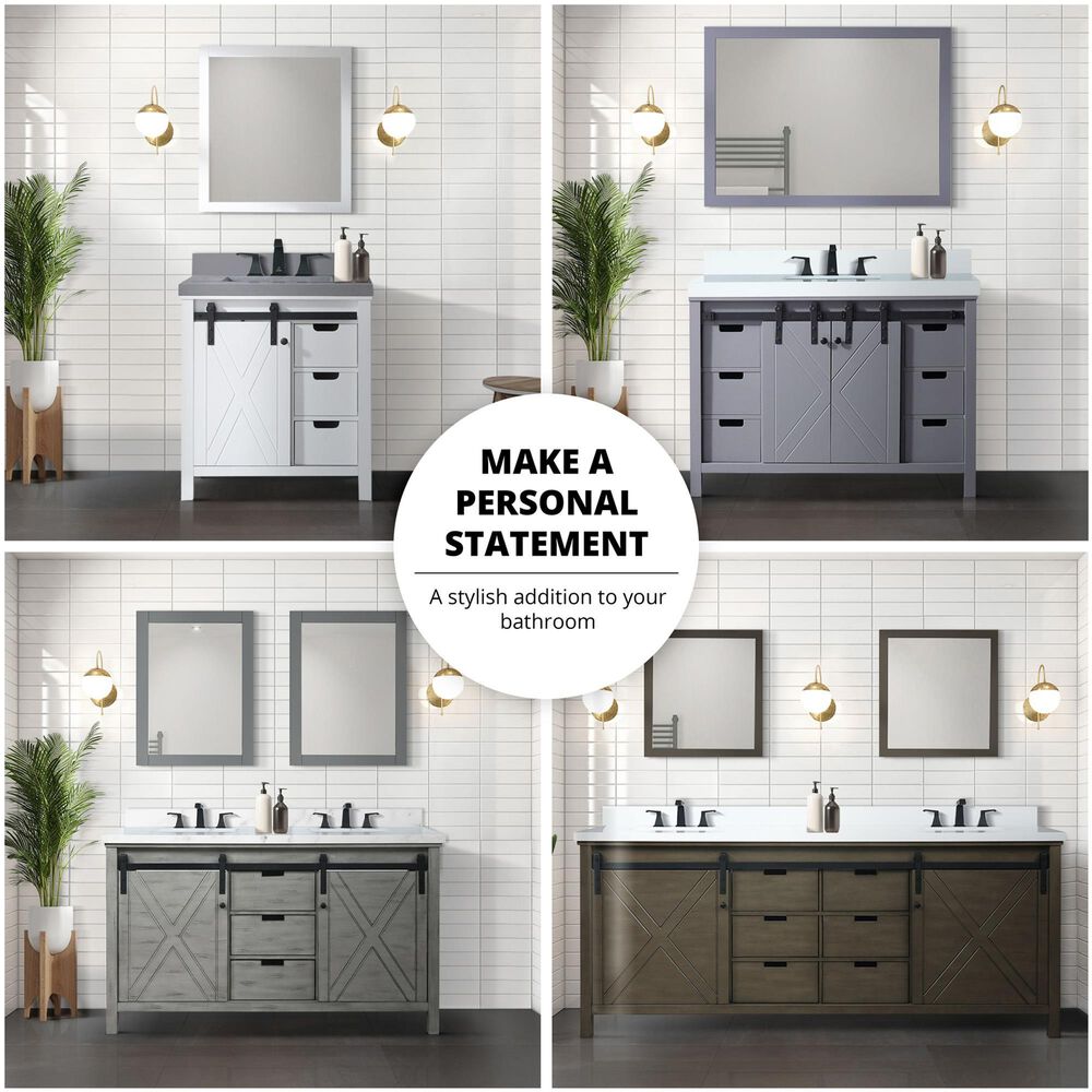 Lexora Home Marsyas 80&quot; Double Bathroom Vanity in Rustic Brown with 2 cm White Cultured Marble Top and Rectangular Sinks, , large