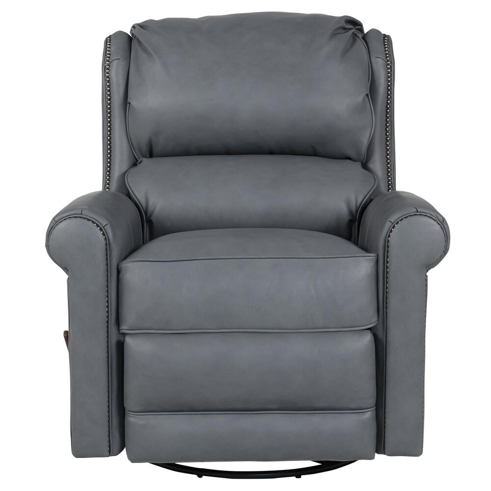 Smith Brothers Leather Swivel Glider Recliner in Gray, , large