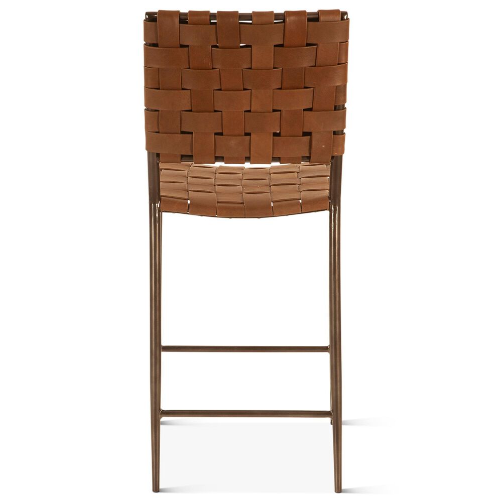 Home Trends &amp; Design 17" Counter Stool with Brown Top Grain Leather, , large