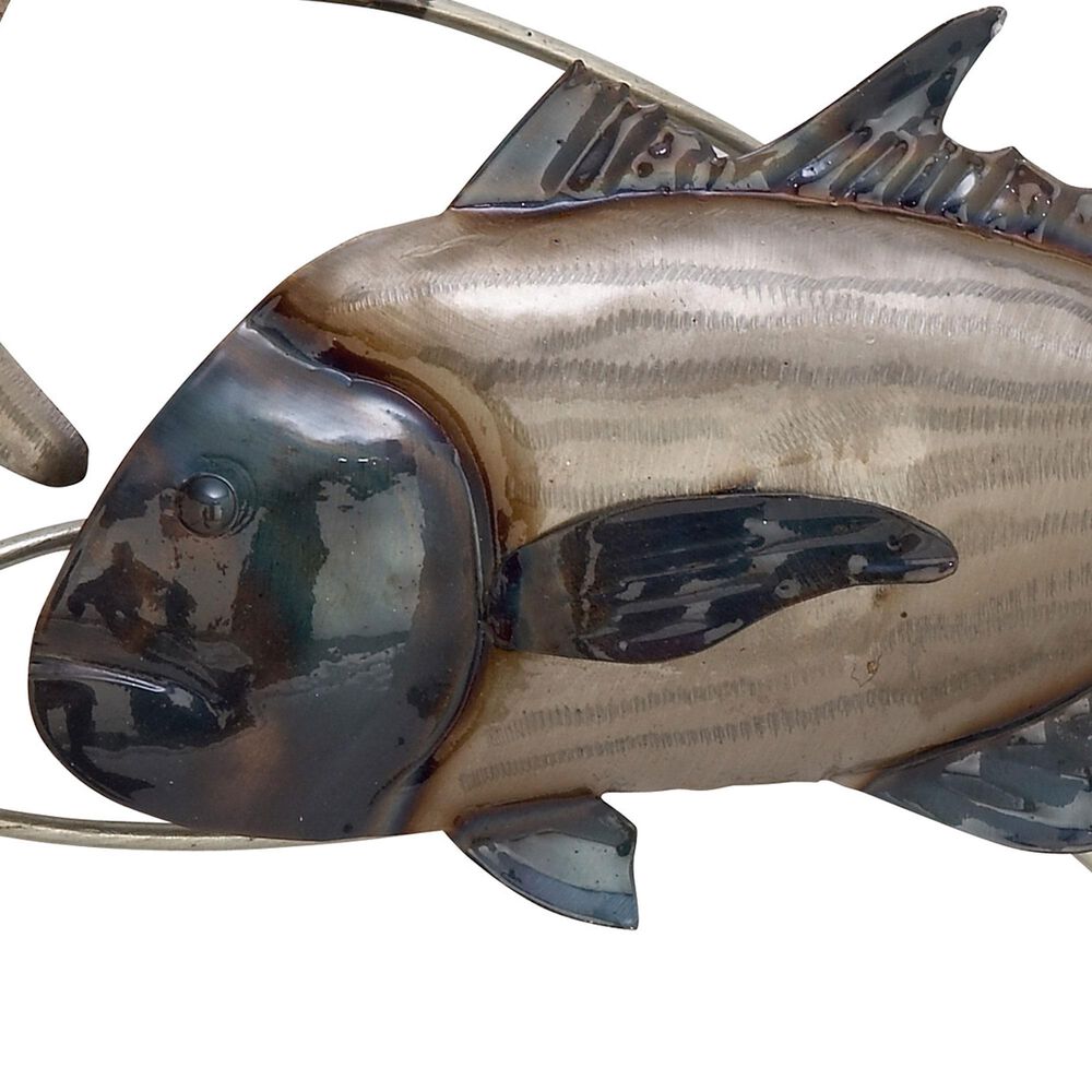 Maple and Jade 24&quot; x 45&quot; Fish Wall Decor in Blue, Brown and Silver, , large