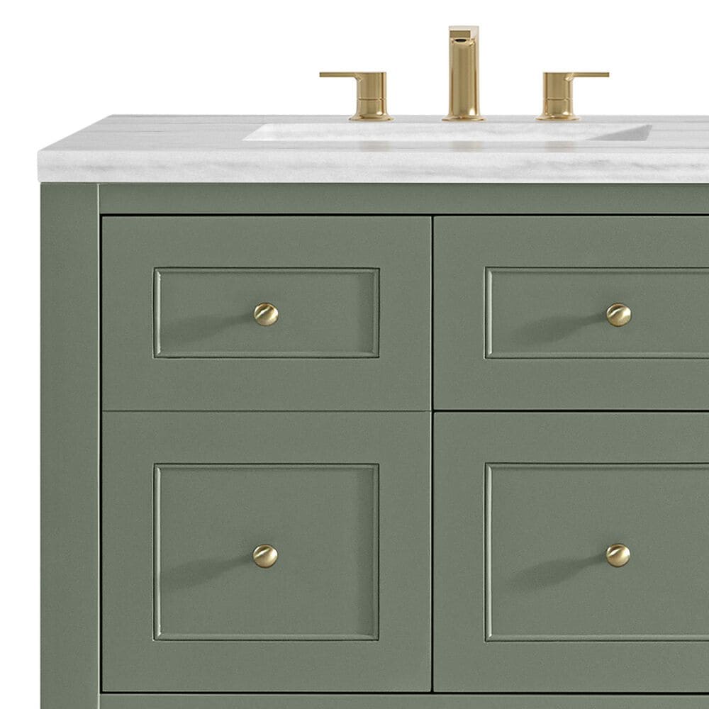 James Martin Vanities Breckenridge 60&quot; Double Bathroom Vanity in Smokey Celadon with 3 cm Arctic Fall Solid Surface Top and Rectangular Sinks, , large