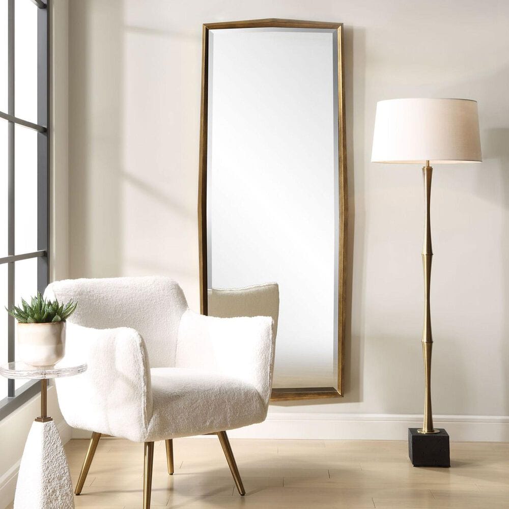 Uttermost On Point Rectangular Wall Mirror in Antiqued Gold Leaf, , large