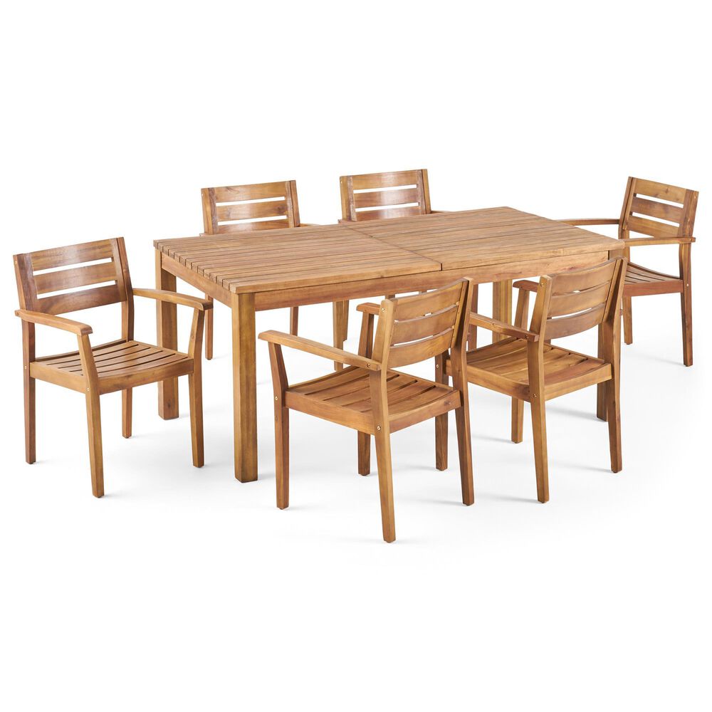 Noble House Wilson 7-Piece Patio Dining Set in Teak Brown, , large