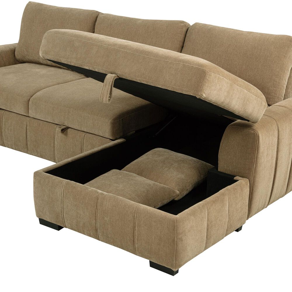 Coaster Pastrana Stationary Right Arm Facing Chaise Sleeper Sectional Sofa in Camel, , large