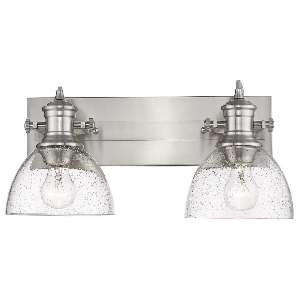 Golden Lighting Hines 2-Light Bath Vanity with Seeded Glass in Pewter, , large