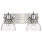 Golden Lighting Hines 2-Light Bath Vanity with Seeded Glass in Pewter, , large