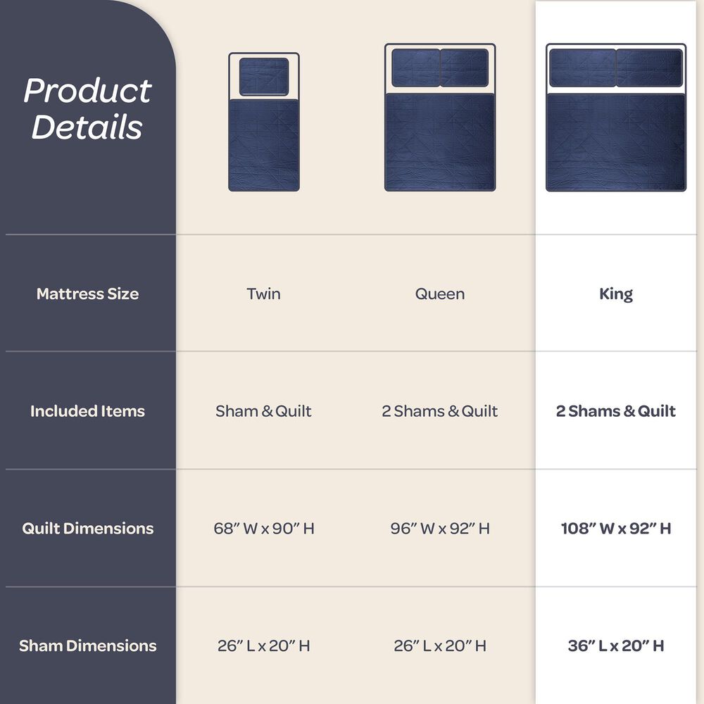 Timberlake 3-Piece Velvet King Quilt Set in Navy, , large
