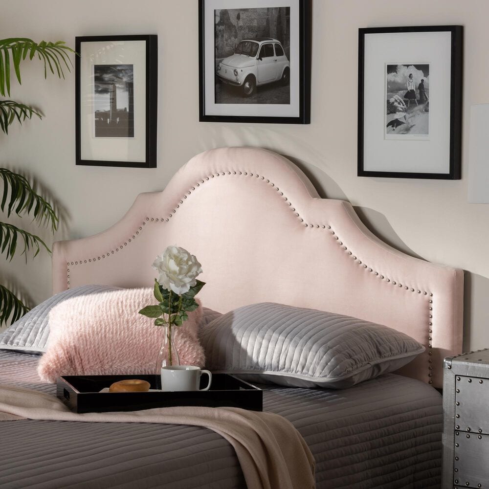Baxton Studio Rita Full Panel Headboard in Light Pink, , large