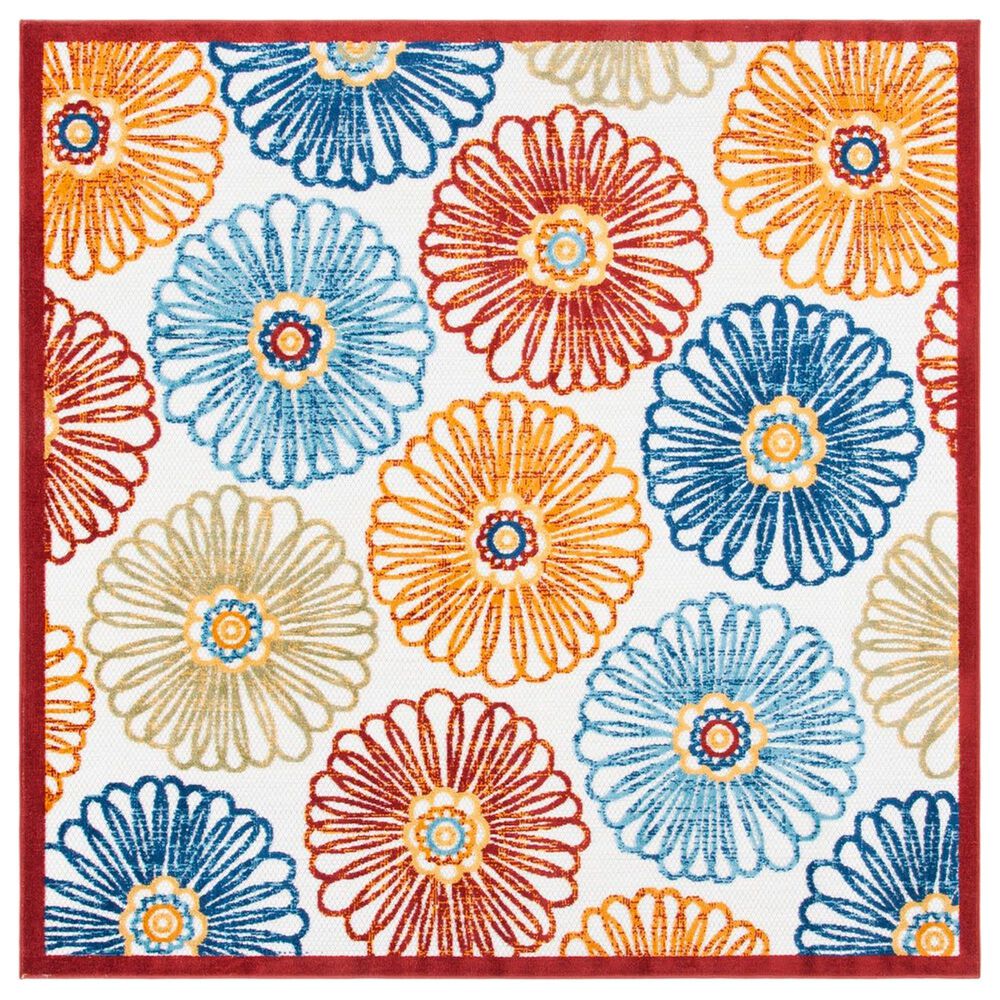 Safavieh Cabana CBN801A 4" Square Creme and Red Indoor/Outdoor Area Performance Rug, , large