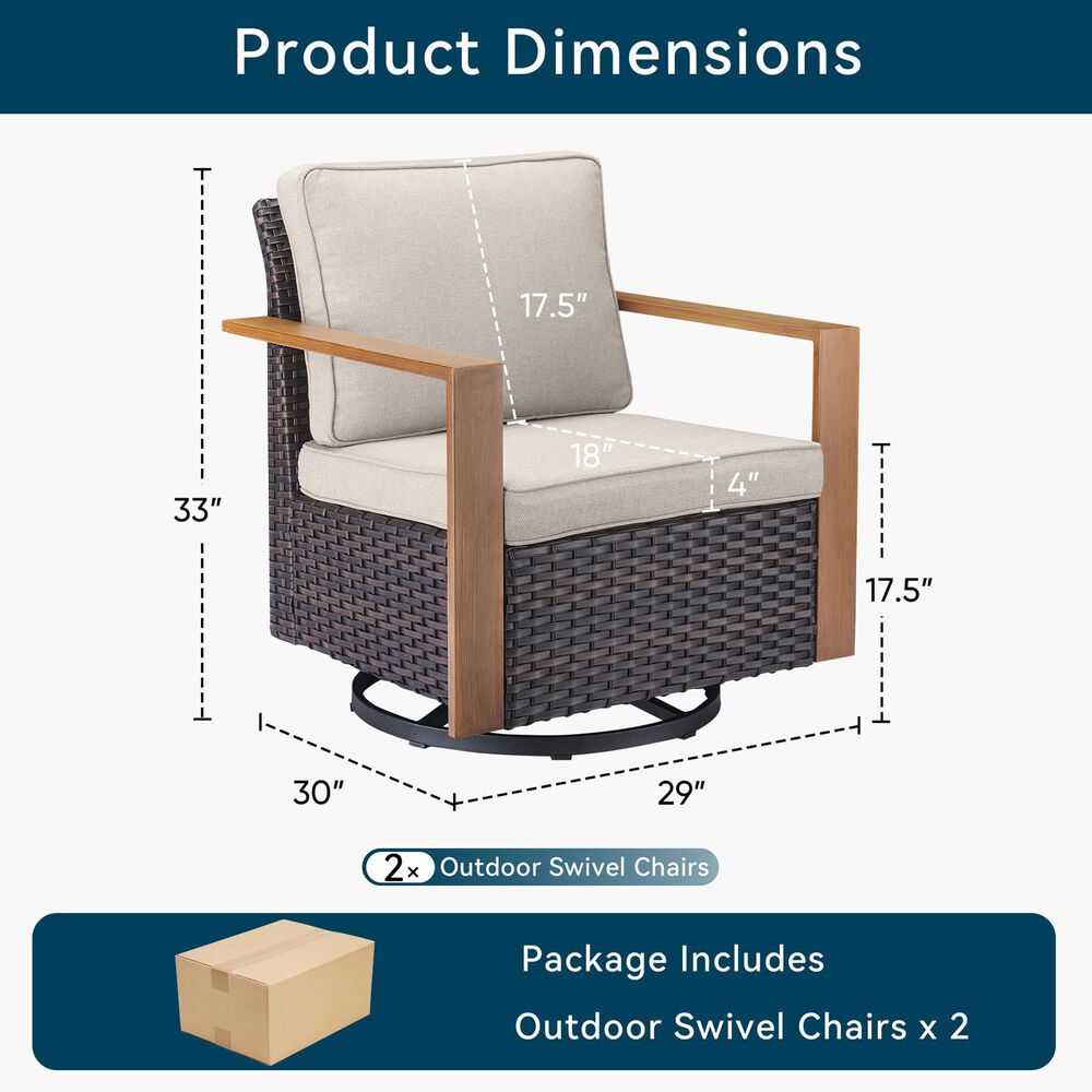 Sunwell Garden Outdoor Swivel Glider Chair in Beige (Set of 2), , large