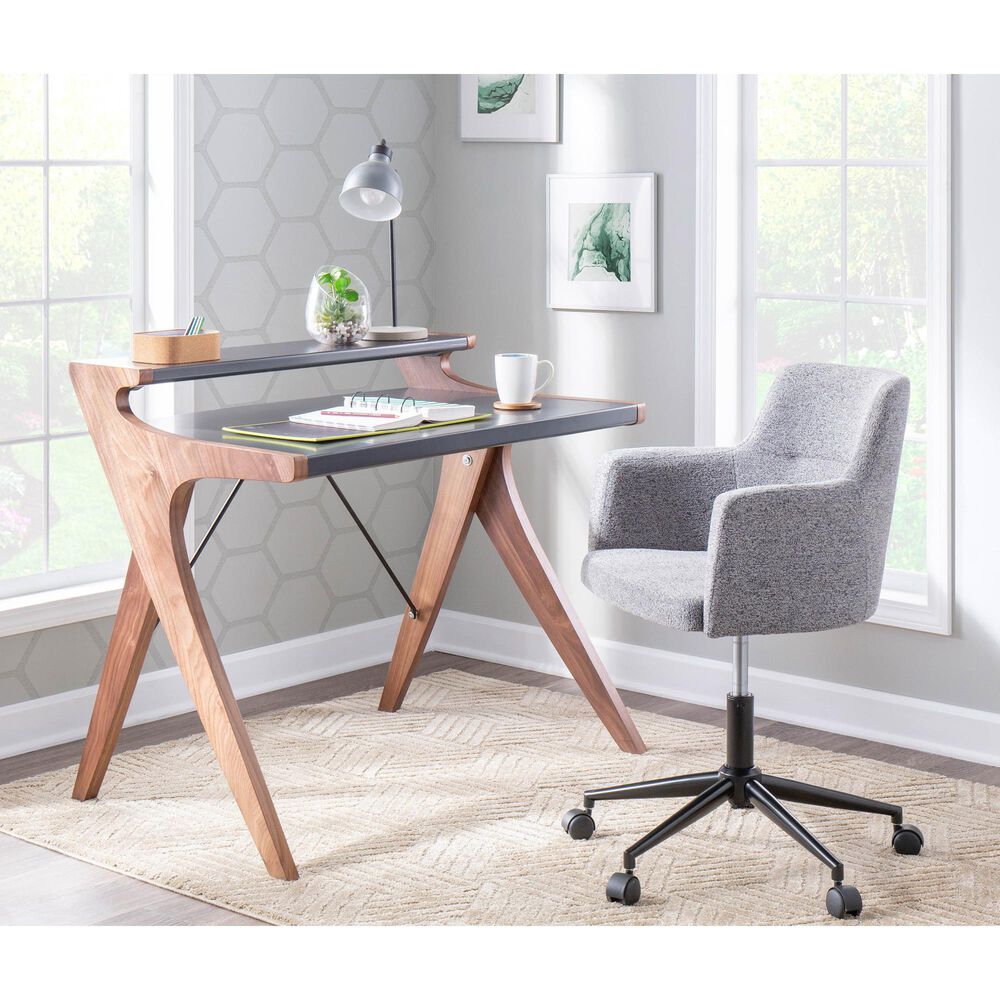 Lumisource Archer Desk in Grey/Walnut, , large