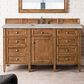 James Martin Vanities Brittany 60" Single Bathroom Vanity in Saddle Brown with 3 cm Victorian Silver Quartz Top and Rectangular Sink, , large