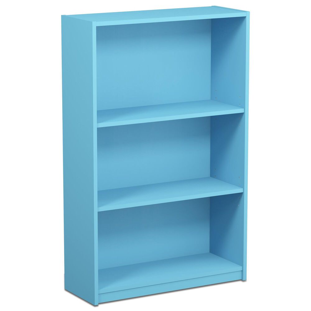 HOMLUX 3-Tier Display Bookshelf with Adjustable Shelves in Light Blue, , large