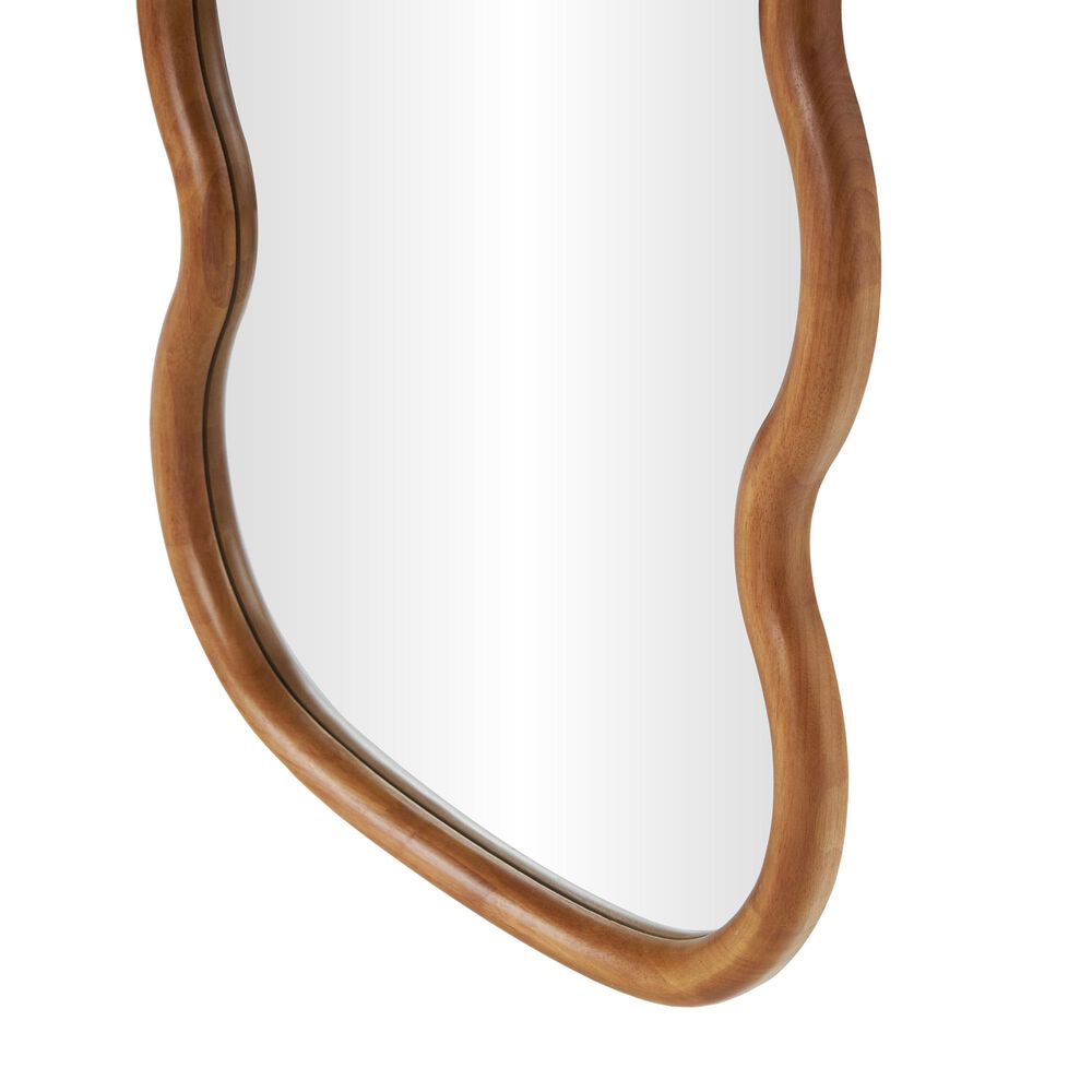 Maple and Jade 71&quot; Wood Abstract Wavy Wall Mirror in Brown, , large