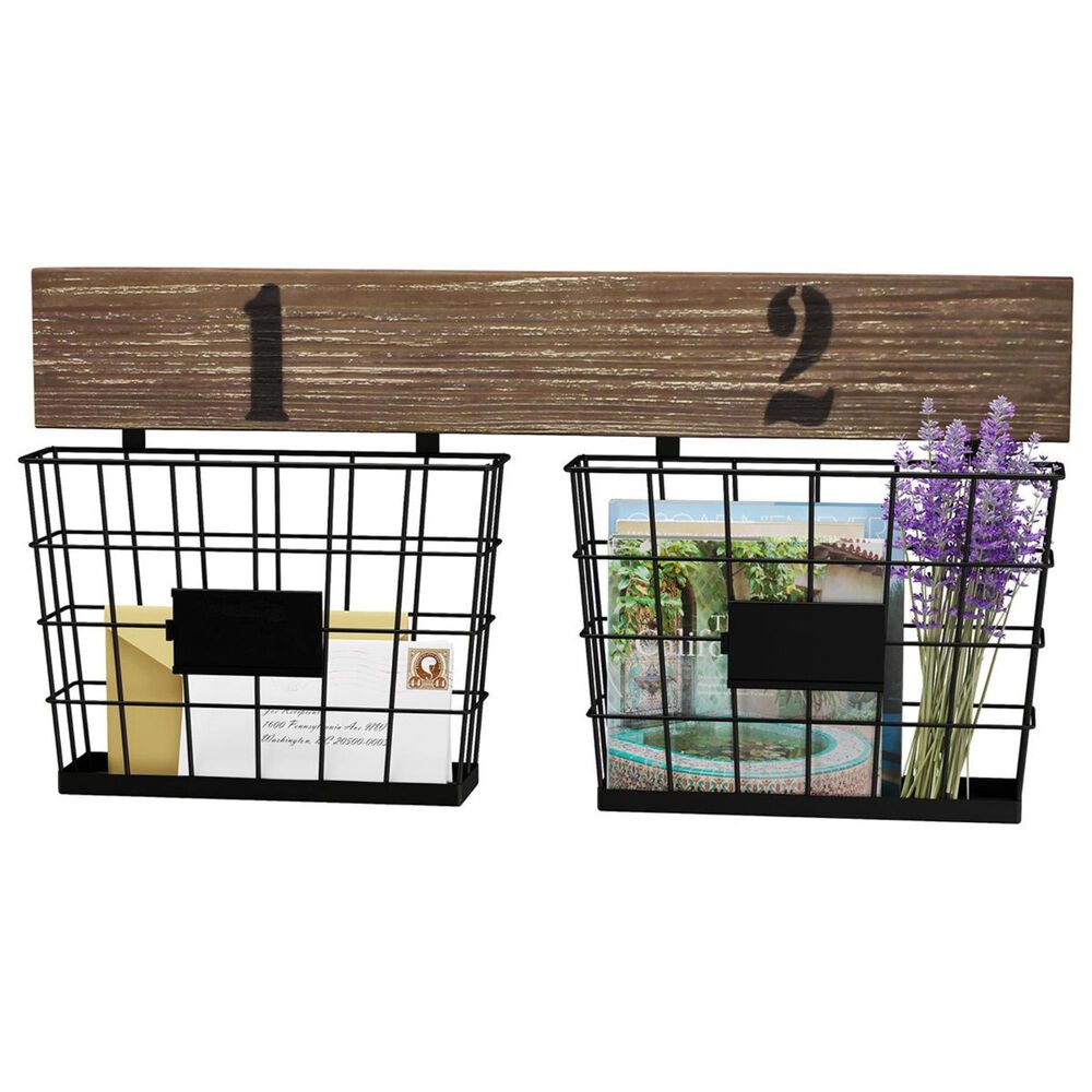 Timberlake Lavish Home Hanging Double Wire Basket in Matte Black, , large