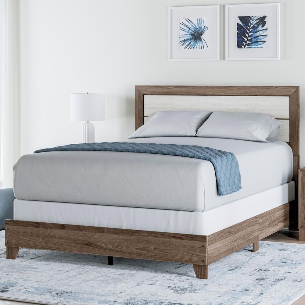 Ashley Sharnari Queen Panel Bed in Warm Gray, Brown and Antique White, , large