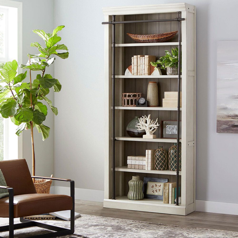 Wycliff Bay Toulouse Tall Bookcase in Aged White and Gray NFM