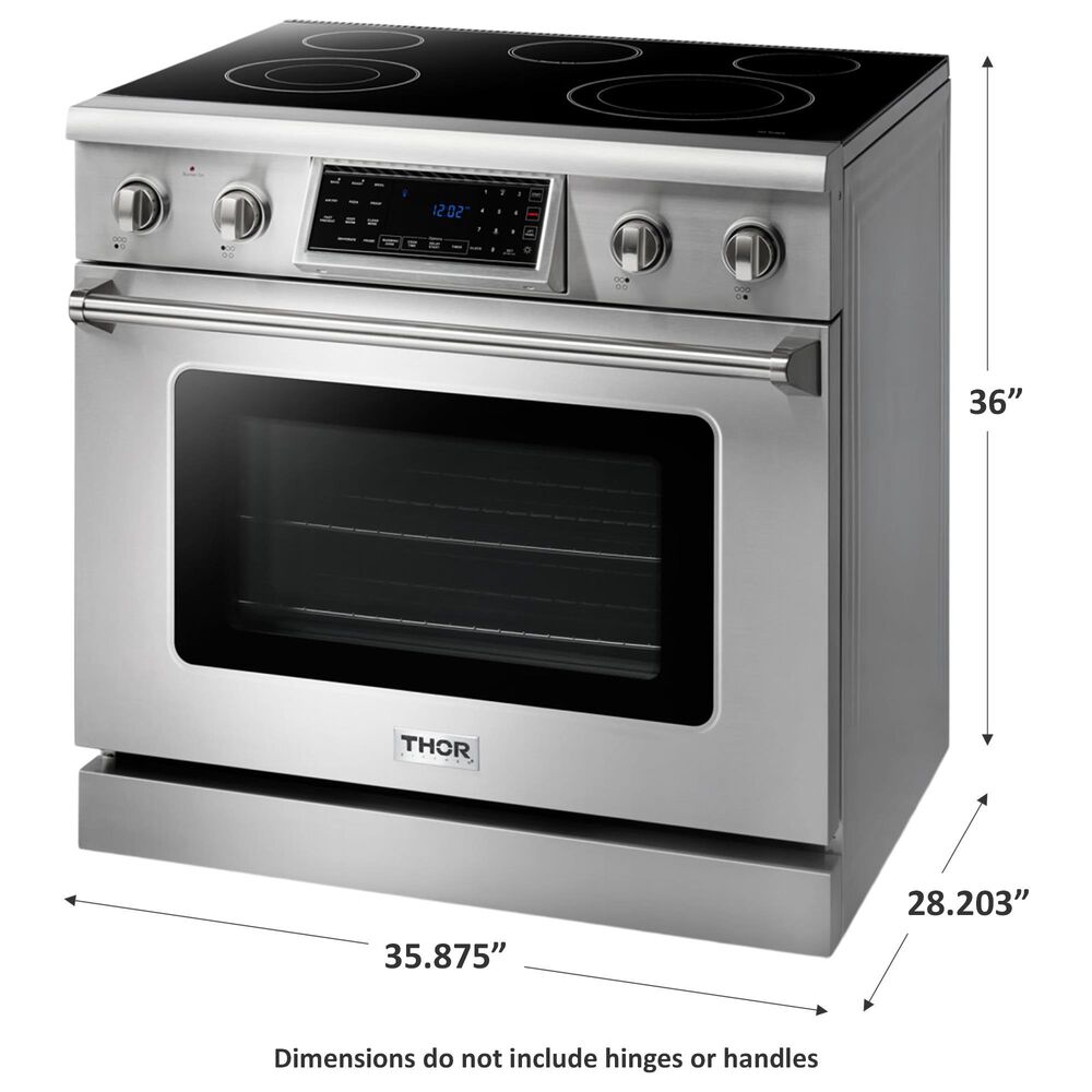 Thor Kitchen 36&quot; Professional Electric Range with Storage Drawer in Stainless Steel, , large