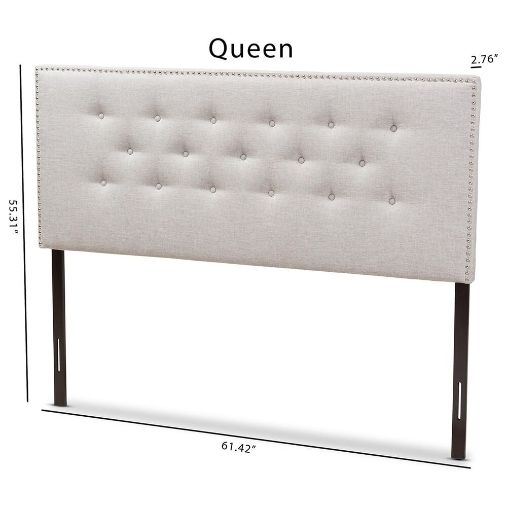 Baxton Studio Windsor Full Upholstered Headboard in Greyish Beige, , large