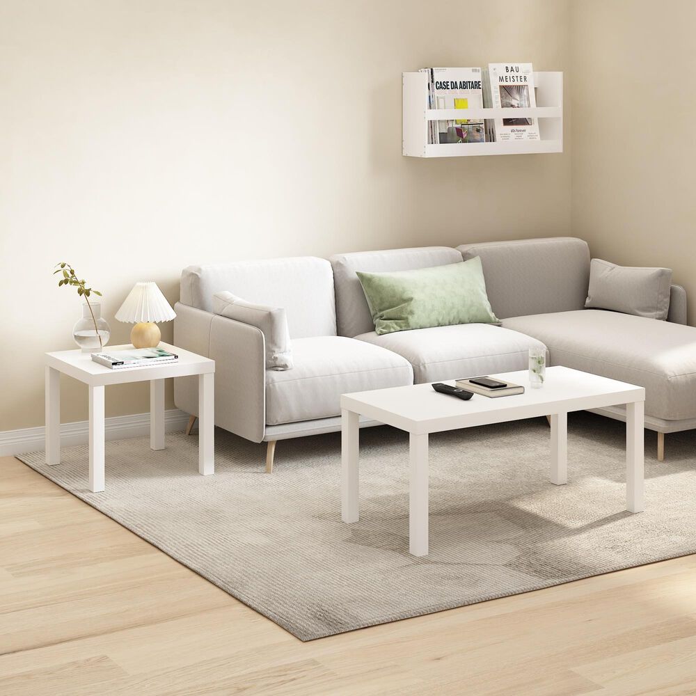 HOMLUX Rectangular Coffee Table in White, , large