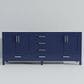 Lexora Home Jacques 80" Double Bathroom Vanity in Navy Blue with 2 cm White Carrara Marble Top and Rectangular Sinks, , large