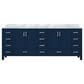 Lexora Home Jacques 84" Double Bathroom Vanity in Navy Blue with 2 cm White Carrara Marble Top and Rectangular Sinks, , large