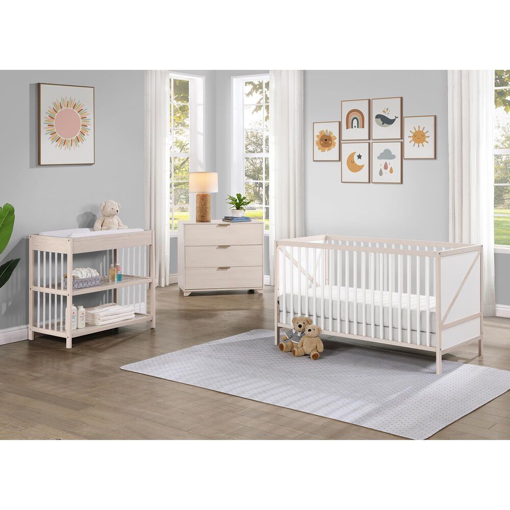 Hearth and Haven Pixie Zen 3-In-1 Convertible Crib in Washed Natural and White, , large