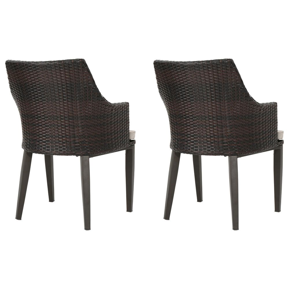 Hearth and Haven Hillhurst Outdoor Rattan Chair with Sloped Arms and Cushion in Brown &#40;Set of 2&#41;, , large