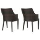 Hearth and Haven Hillhurst Outdoor Rattan Chair with Sloped Arms and Cushion in Brown (Set of 2), , large