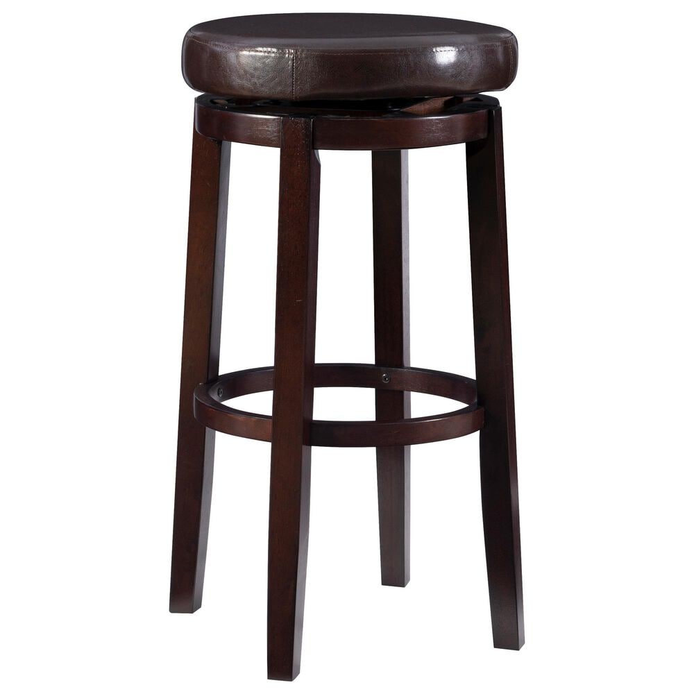 Linon Home Decor Maya Swivel Bar Stool with Brown Cushion in Rich Brown, , large