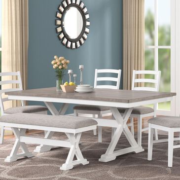 Lifestyle Two Tone Trestle Dining Table in White and Grey - Table Only, , large