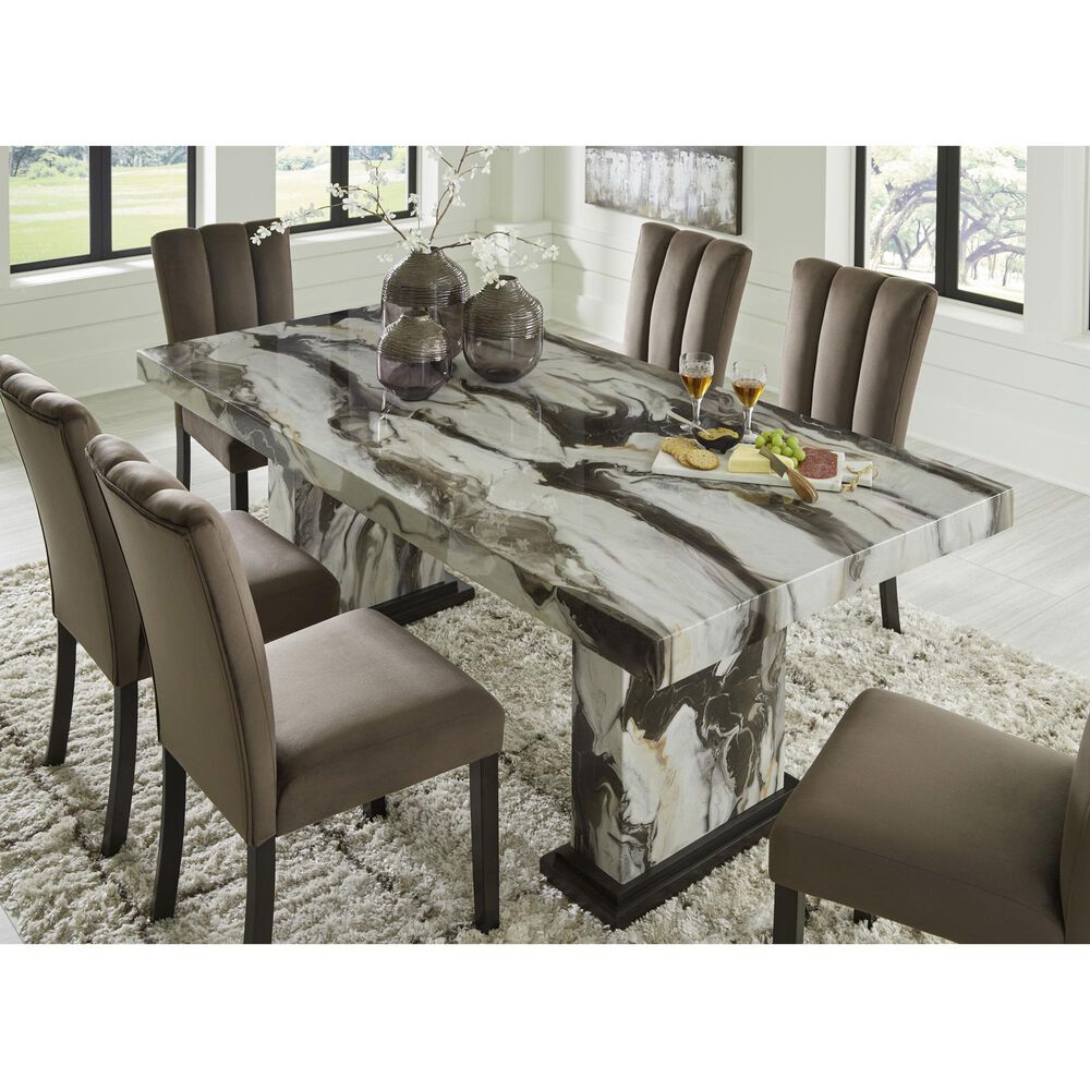 Ashley Jeshina 7-Piece Rectangular Dining Set in White, Dark Brown, Beige, , large
