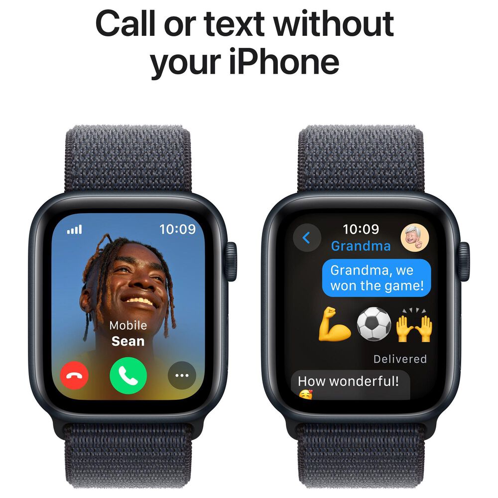 Apple Watch SE GPS + Cellular 44mm Midnight Aluminum Case with Ink Sport Loop, , large