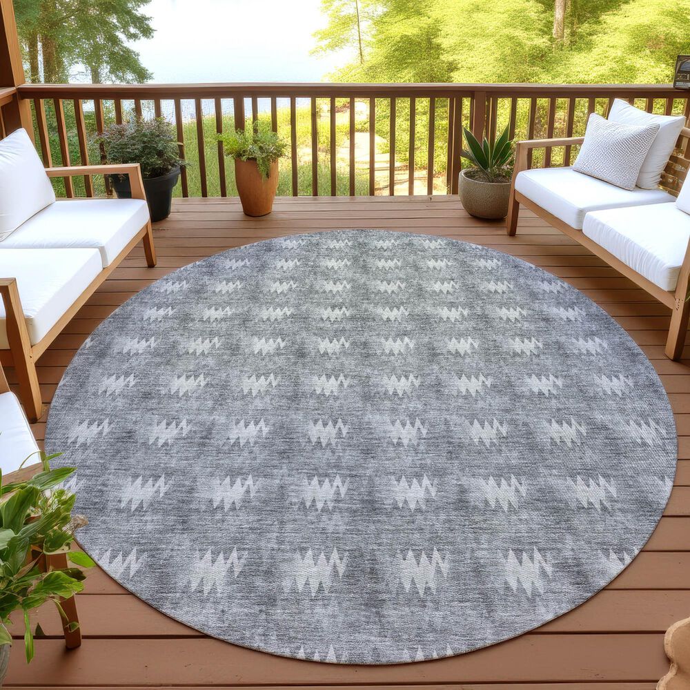 Dalyn Rug Company Soft Essentials Chevron Gray 8' Round Area Rug, , large