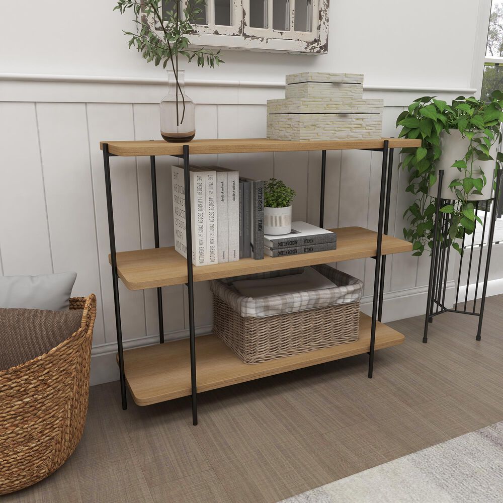 Uma Enterprises Console Table in Beige and Black, , large