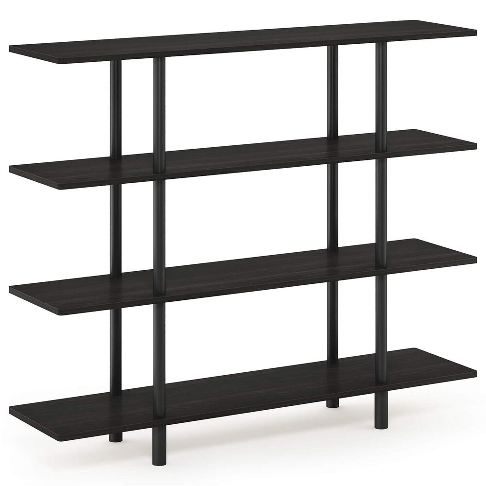 HOMLUX Turn-N-Tube 4-Tier Wide Display Shelf in Espresso and Black, , large