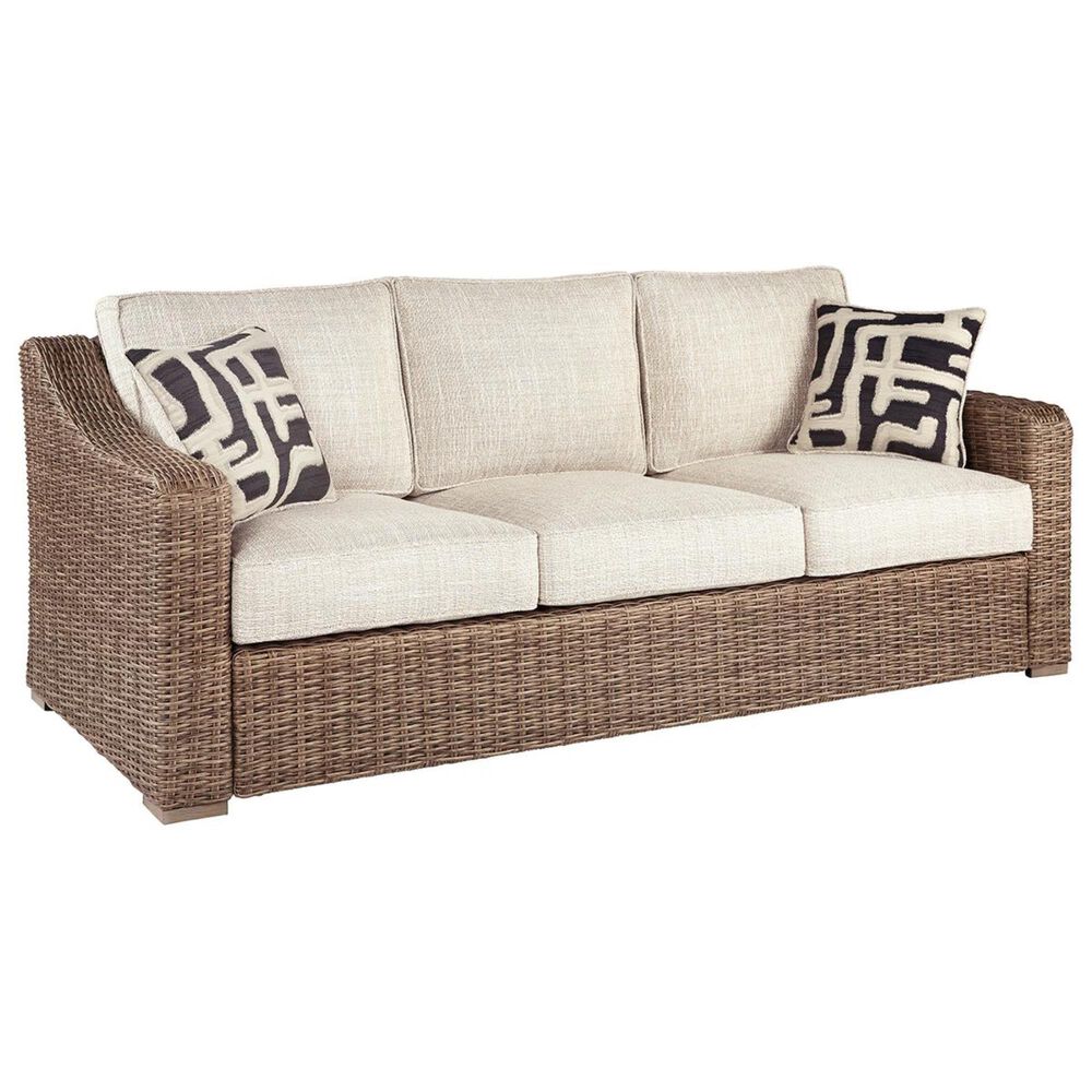 Signature Design by Ashley Beachcroft Sofa in Beige with Accent Pillows Nebraska Furniture Mart