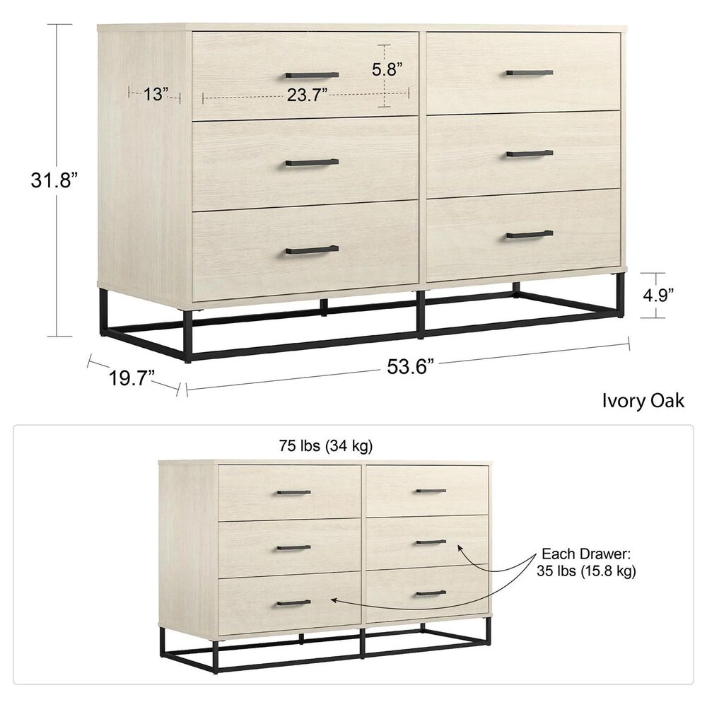 DHP Kelly 6 Drawer Dresser in Bay Oak, , large