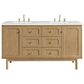 James Martin Vanities Laurent 60" Double Bathroom Vanity in Light Natural Oak with 3 cm White Zeus Quartz Top and Rectangular Sinks, , large