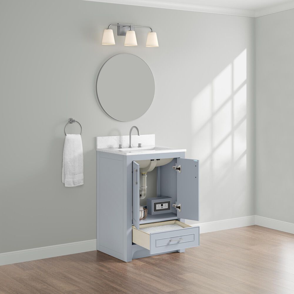 37B Lucerne 24" Single Bathroom Vanity Cabinet in Soft Blue with Marble Top and Backsplash, , large