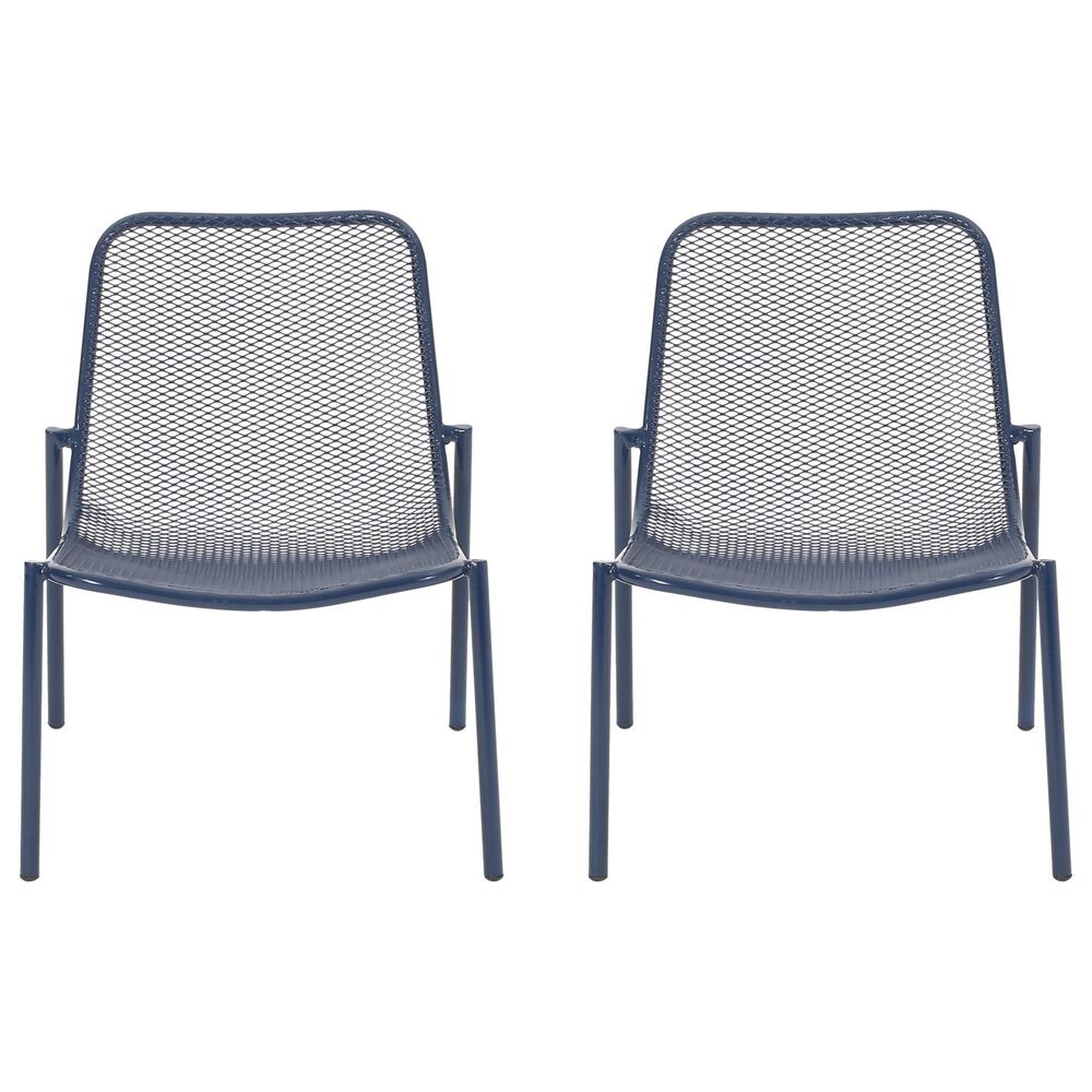Hearth and Haven Kincaid Outdoor Stackable Mesh Chair in Navy (Set of 2), , large