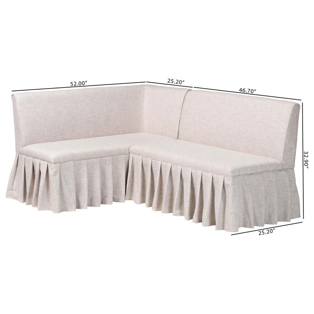 Baxton Studio Bryna 2-Piece Dining Nook Bench Set with Beige Cushion in Dark Brown, , large